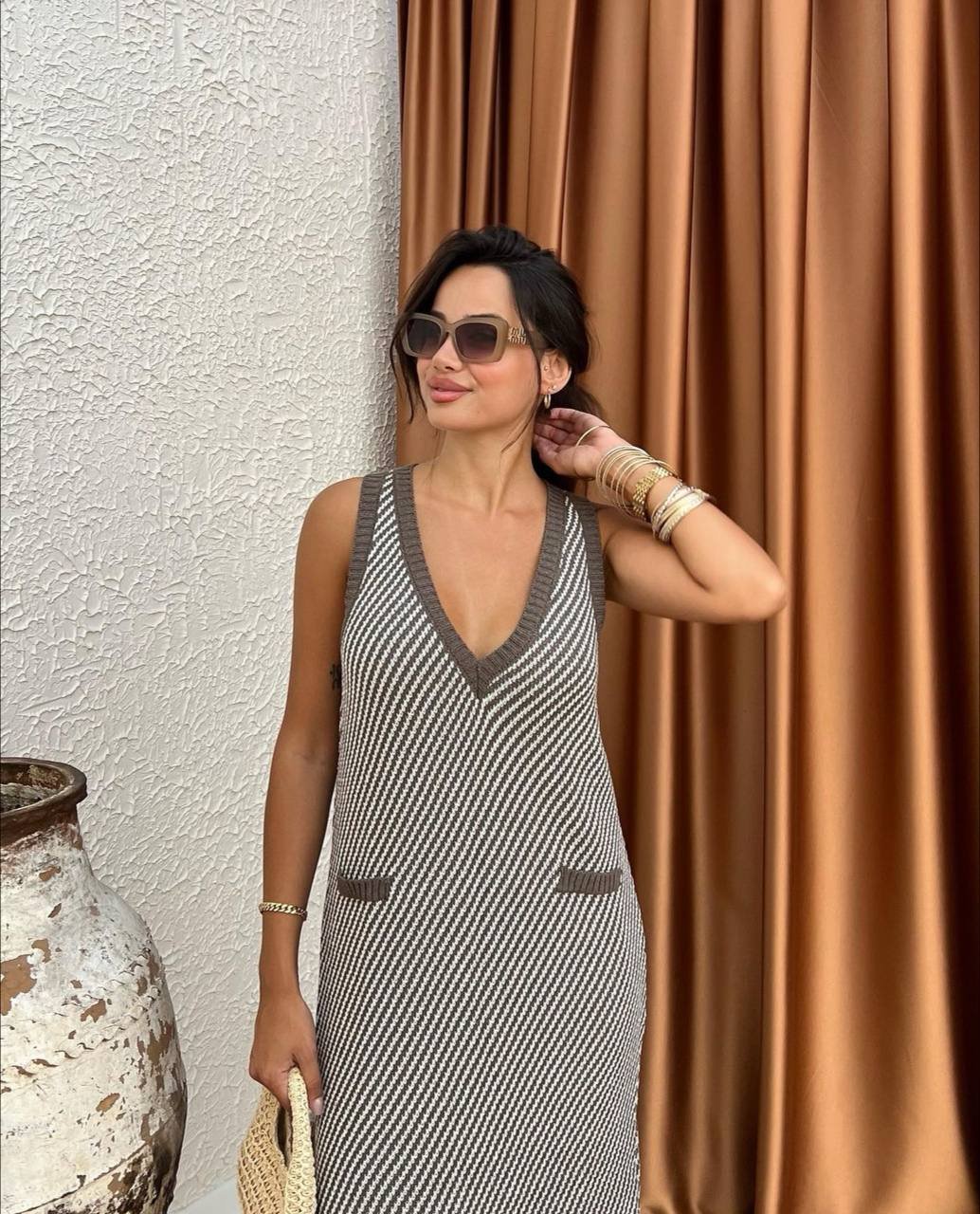 Πλεκτό Φόρεμα Αμάνικο - Image 3