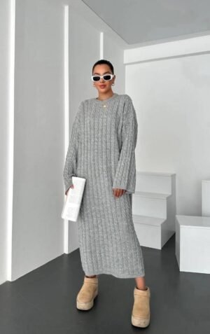Alternative view of Πλεκτό Φόρεμα Grey Onesize
