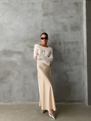 Μπέζ Σατέν Φούστα