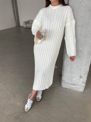 Alternative view of Πλεκτό Φόρεμα White Onesize