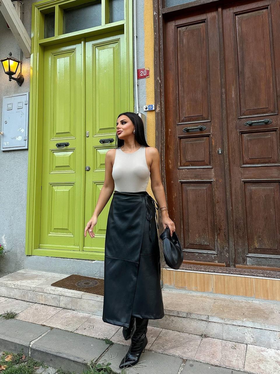 Δερμάτινη Eco Φούστα Black - Image 4