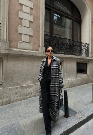 Alternative view of Maxi Καρό Παλτό Oversized