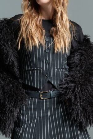 Γιλέκο Μαύρο Αμάνικο με λευκή ρίγα