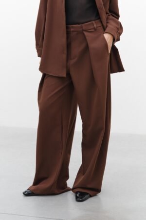 Alternative view of Wide-Leg Tailored Παντελόνι Καφέ