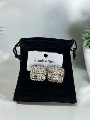 Alternative view of Puffy square Knot earings