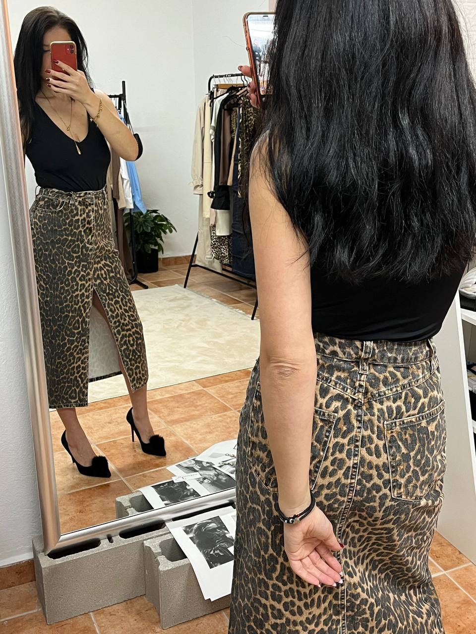 Leopard Midi Φούστα με Σκίσιμο - Image 4