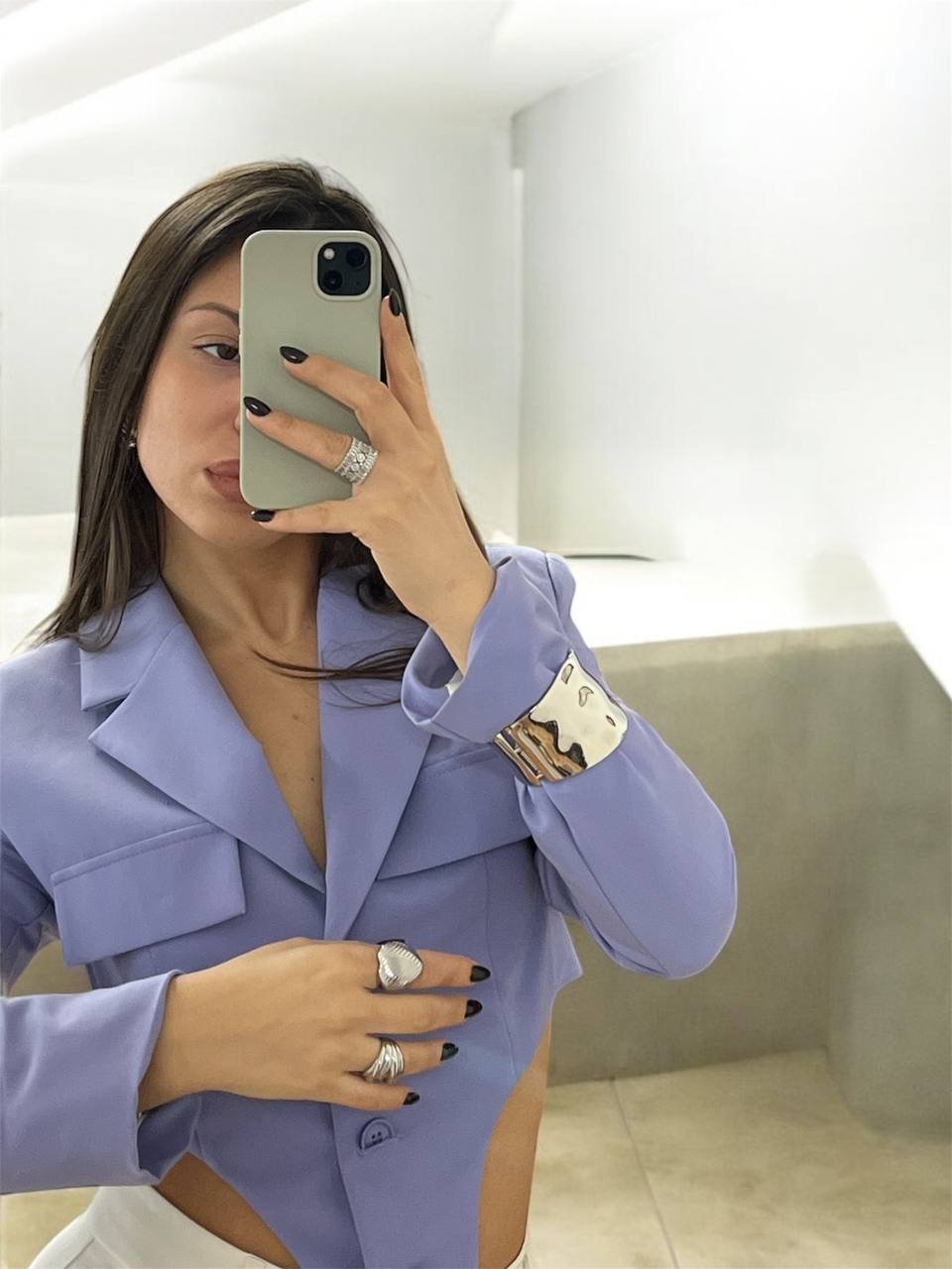 Cropped Blazer Λιλά Pastel - Image 3