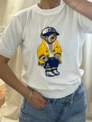 Πλεκτή Μπλούζα Sweet Bear White