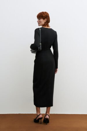 Alternative view of Long sleeve φόρεμα με  V-λαιμό μαύρο