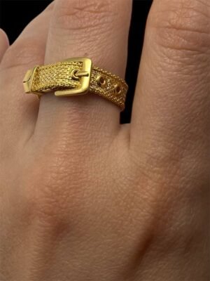 Alternative view of Χρυσό Δαχτυλίδι με Σχέδιο Ζώνης