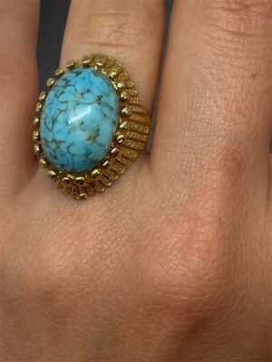 Alternative view of Χρυσό Δαχτυλίδι με Γαλάζια Πέτρα