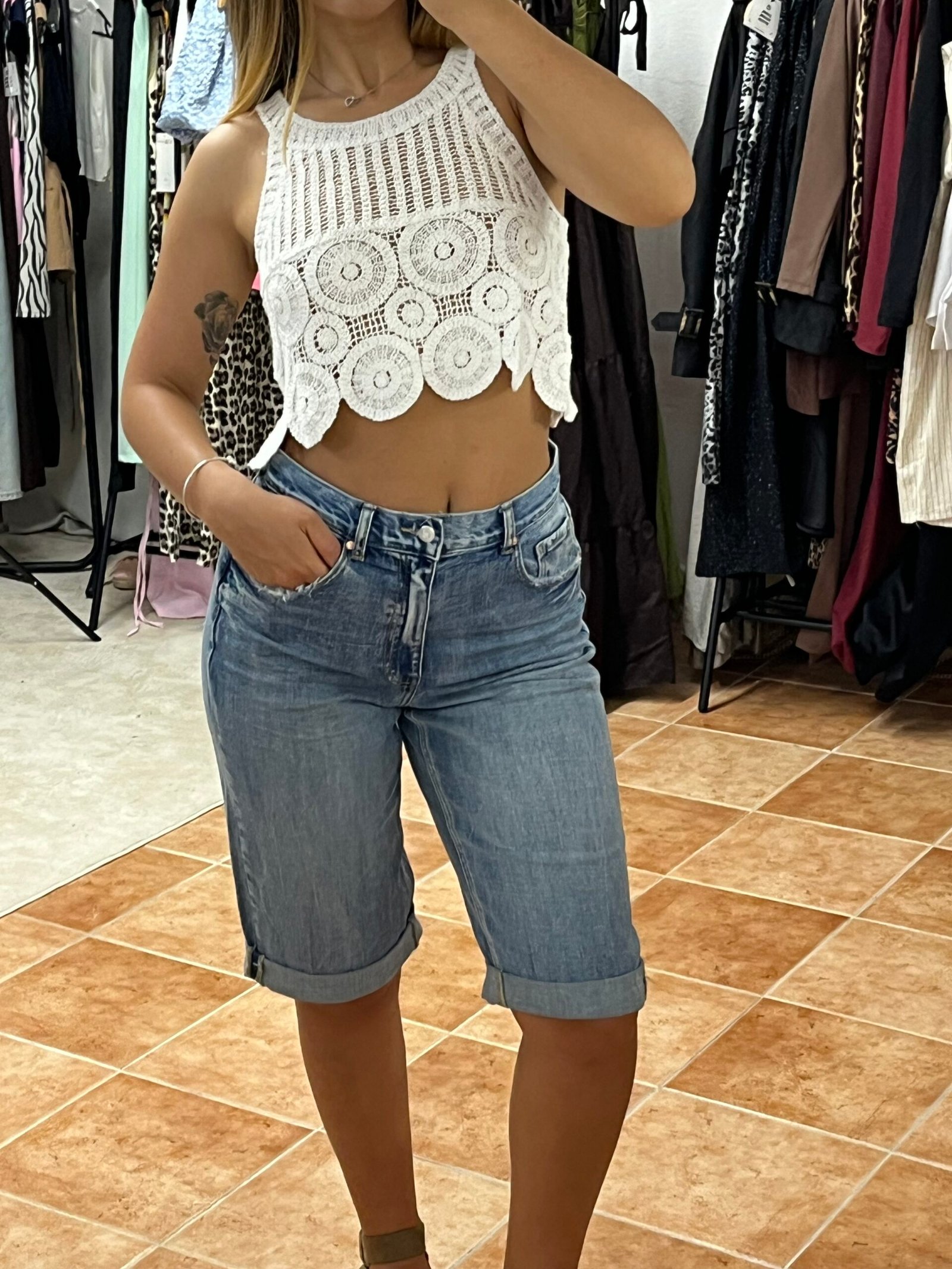 Denim Roll-Up Bermuda - Image 5