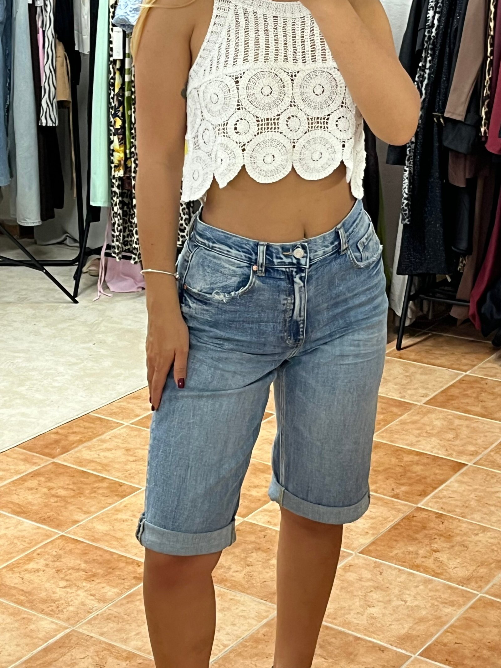 Denim Roll-Up Bermuda - Image 3