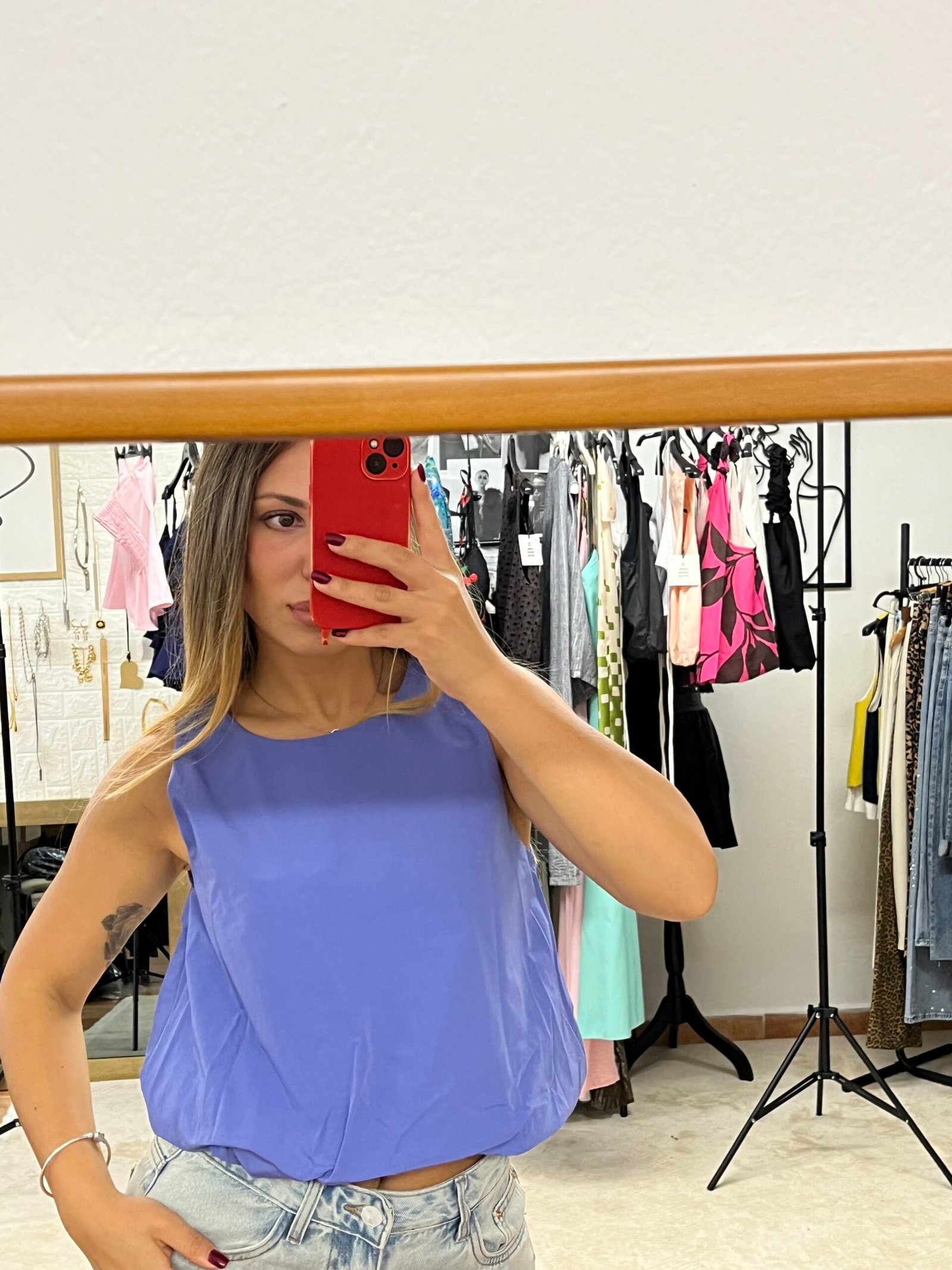 Sky Pop – Μπλε- Μοβ Crop Top σε Αέρινη Γραμμή - Image 3