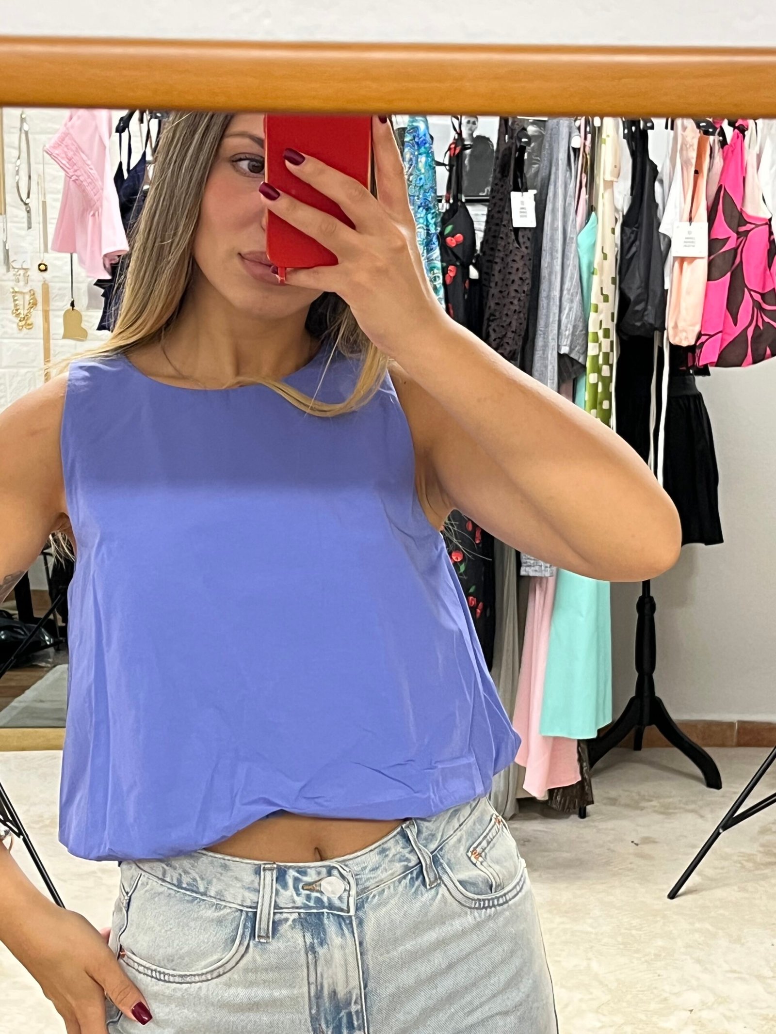 Sky Pop – Μπλε- Μοβ Crop Top σε Αέρινη Γραμμή