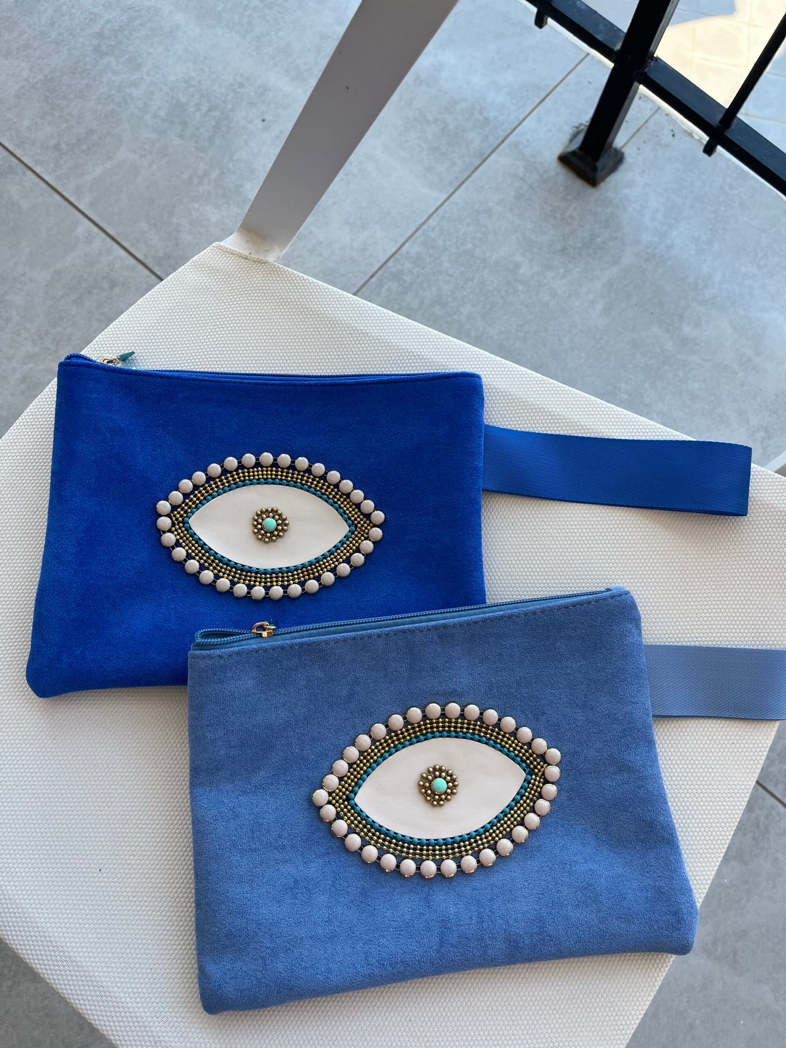 Τσαντάκι Φάκελος με Χερούλι & Κέντημα Ματιού