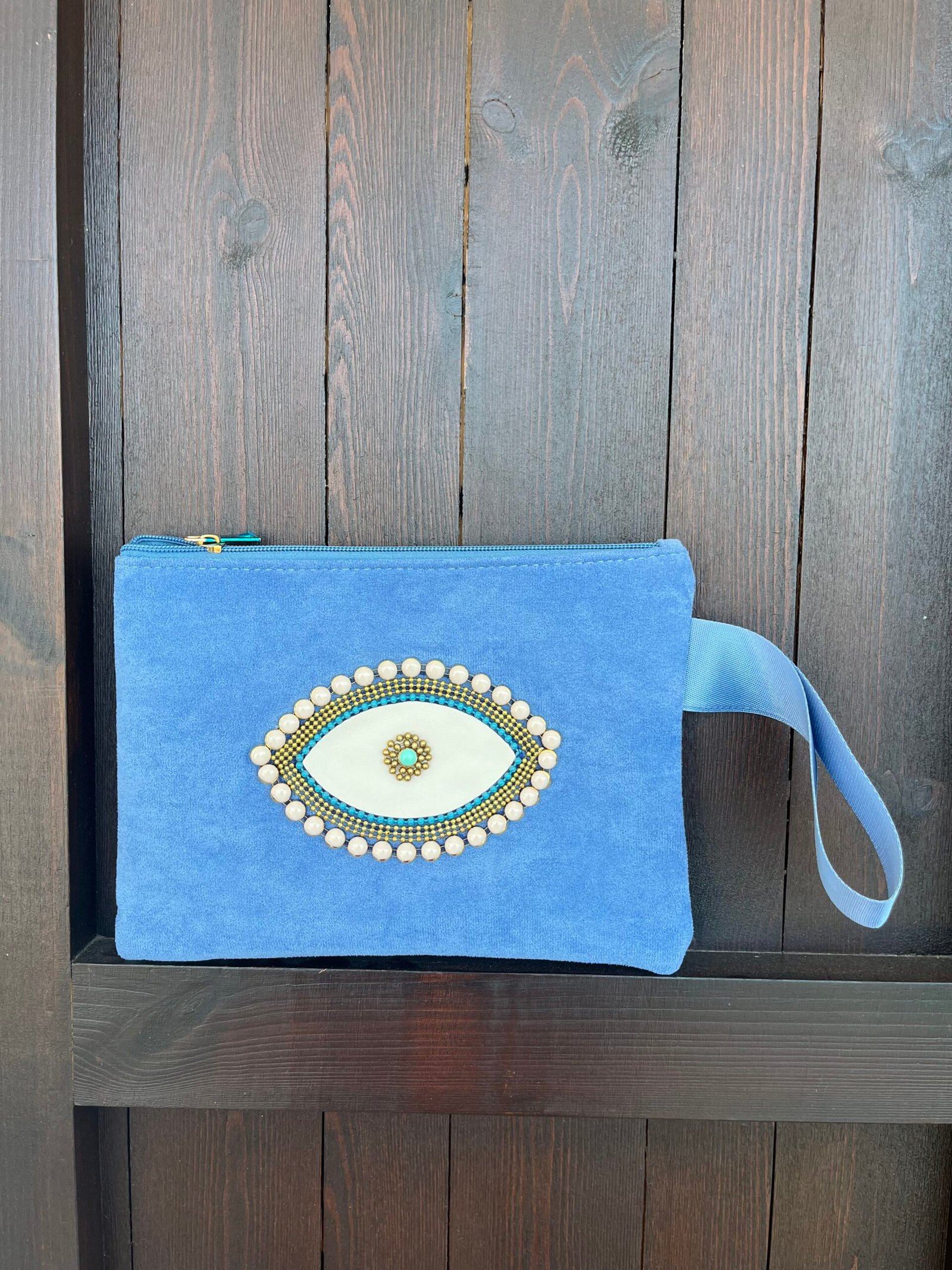 Τσαντάκι Φάκελος με Χερούλι & Κέντημα Ματιού - Image 3