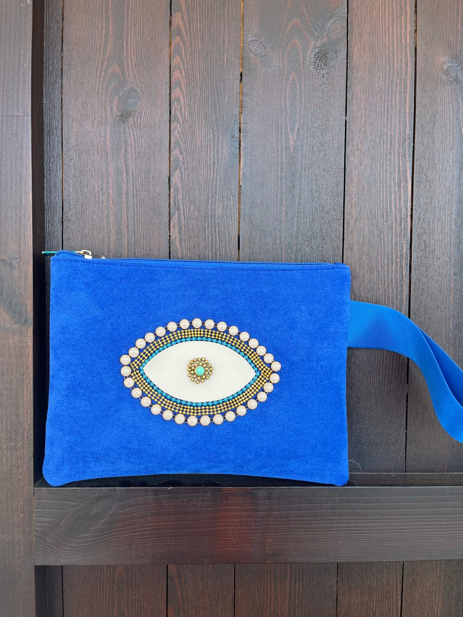Τσαντάκι Φάκελος με Χερούλι & Κέντημα Ματιού - Image 4