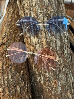 Unisex Γυαλιά Ηλίου με Σχέδιο Πάνθηρα & Rimless Στρογγυλούς Φακούς