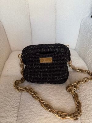 Mini Πλεκτή Bag με Χρυσή Πυκνή Αλυσίδα
