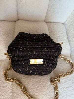 Alternative view of Mini Πλεκτή Bag με Χρυσή Πυκνή Αλυσίδα