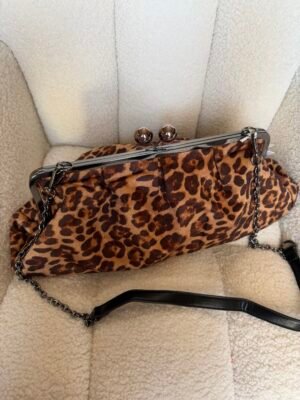 Leopard Pony Skin Print Μεγάλη Clutch Τσάντα