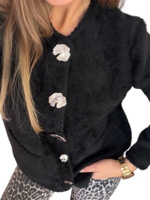 Alternative view of Μαύρη Ζακέτα με Διακοσμητικά Κουμπιά