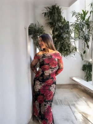 Alternative view of Maxi Floral Φόρεμα – Off Shoulder
