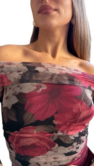 Maxi Floral Φόρεμα – Off Shoulder