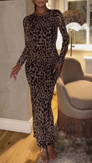 Λεοπαρ Maxi Φόρεμα