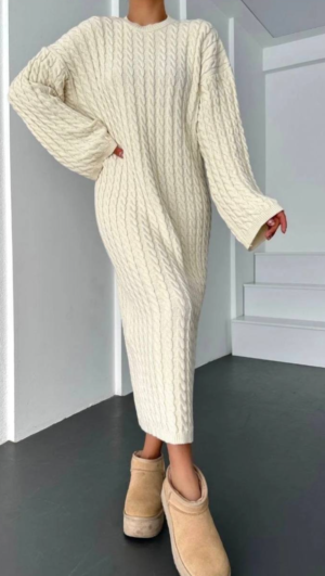 Πλεκτό Φόρεμα White Onesize