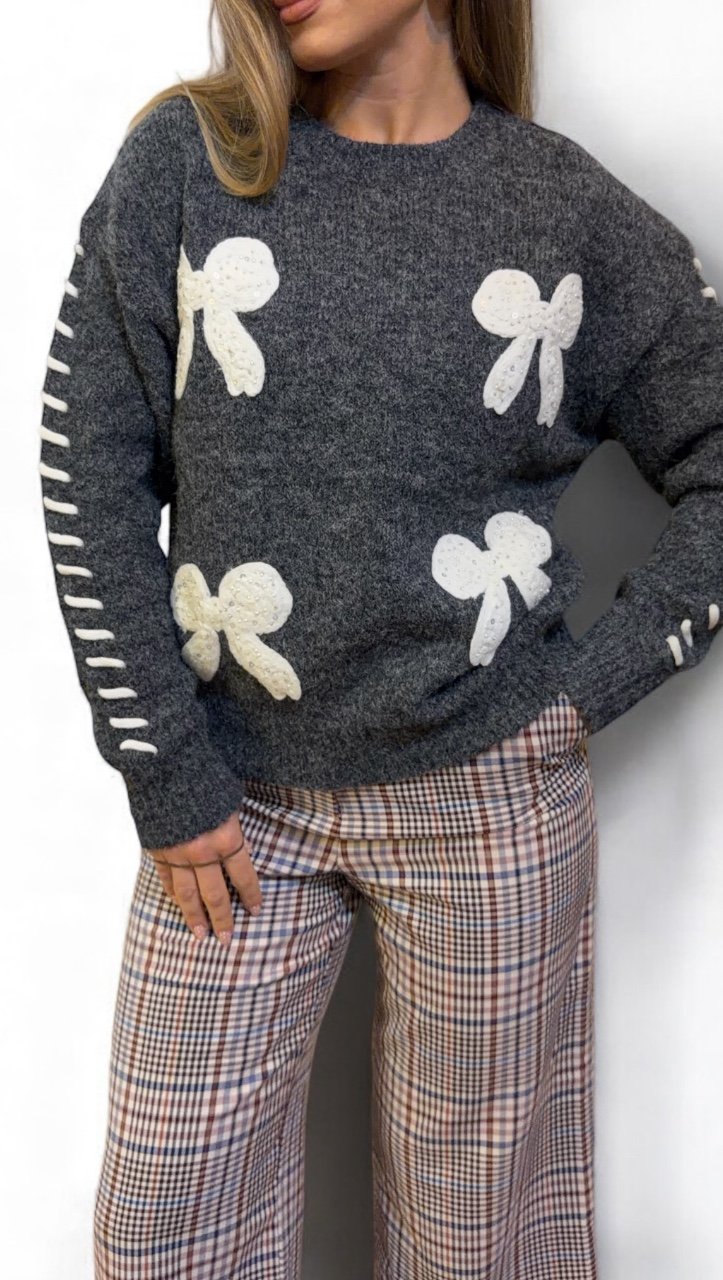 Πλεκτό Πουλόβερ με Φιογκάκια - Image 5