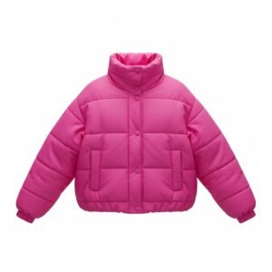 Alternative view of Γυναικείο Κοντό Puffer Μπουφάν Ροζ