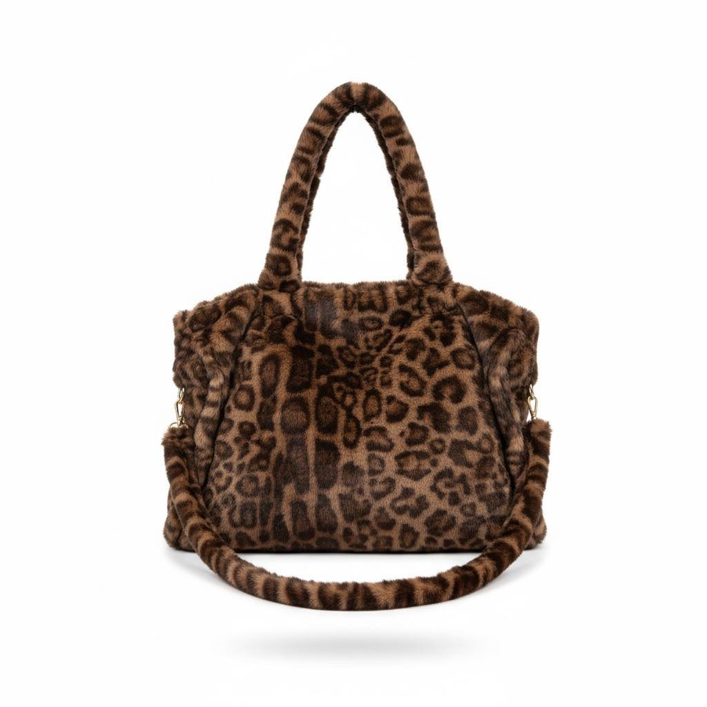 Γούνινη Τσάντα με Φερμουάρ & Αποσπώμενο Ιμάντα