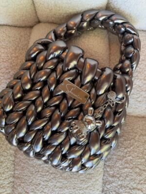 Alternative view of Marshmallow silver bag πλεκτό χερουλι
