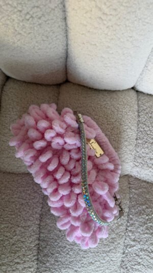 Mini Puffy Bag ροζ με χερούλι γυαλιστερό